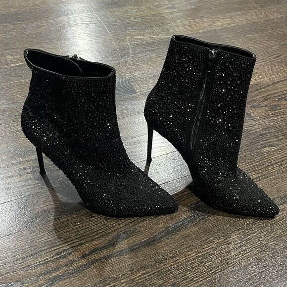 Steve Madden Valora Boots Women’s 8.5 Black Rhinestone Studded Ankle Bootie Goth - Picture 2 of 8